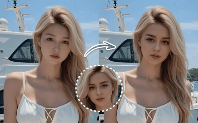 Illustrative AI face swap editing workflow